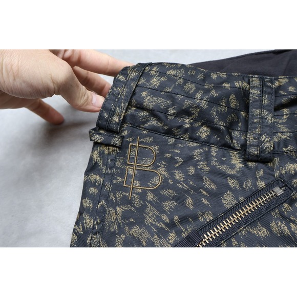 Burton Snow Pants Womens Medium Black Gold Leopard Print Waterproof Cargo Skiing - Picture 7 of 14
